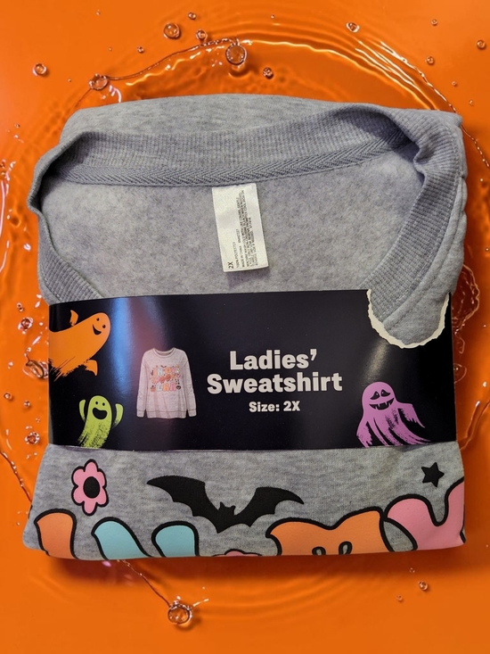 Sweaters - Ladies' Heather Gray Halloween Graphic Sweatshirt – Size 2X